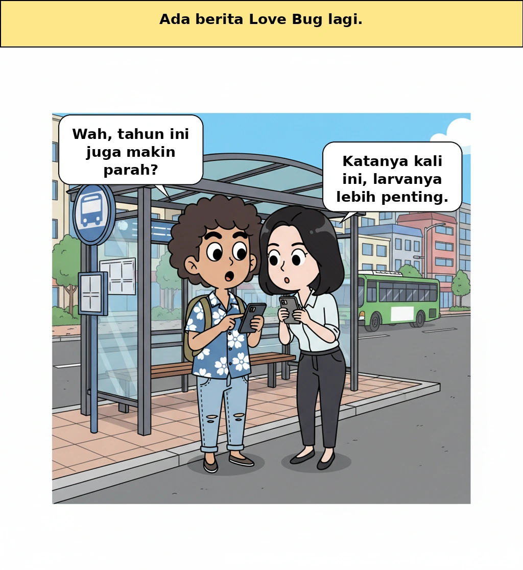 Bagaimana membaca berita bahwa larva lovebug sudah menyebar sampai pusat kota