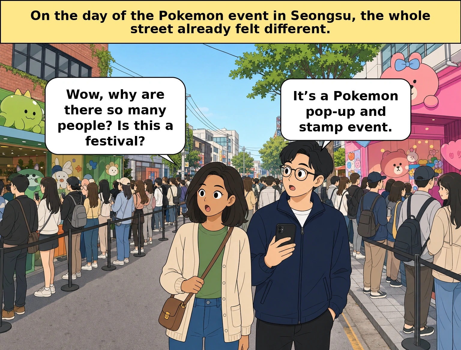 Why did so many people gather for the Seongsu-dong Pokemon event?