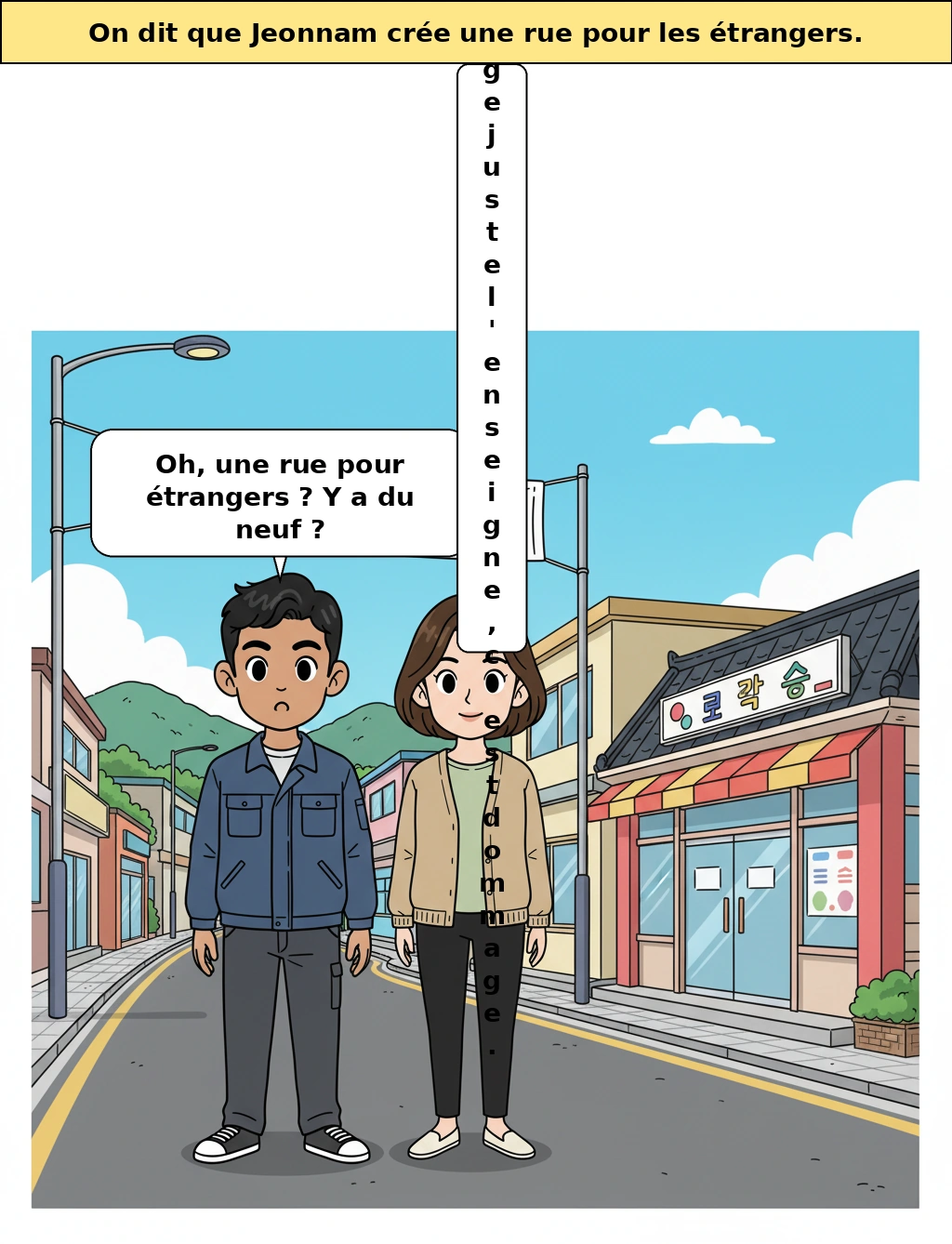 Rue spécialisée pour les étrangers en Jeonnam, simple projet pour changer les enseignes ?