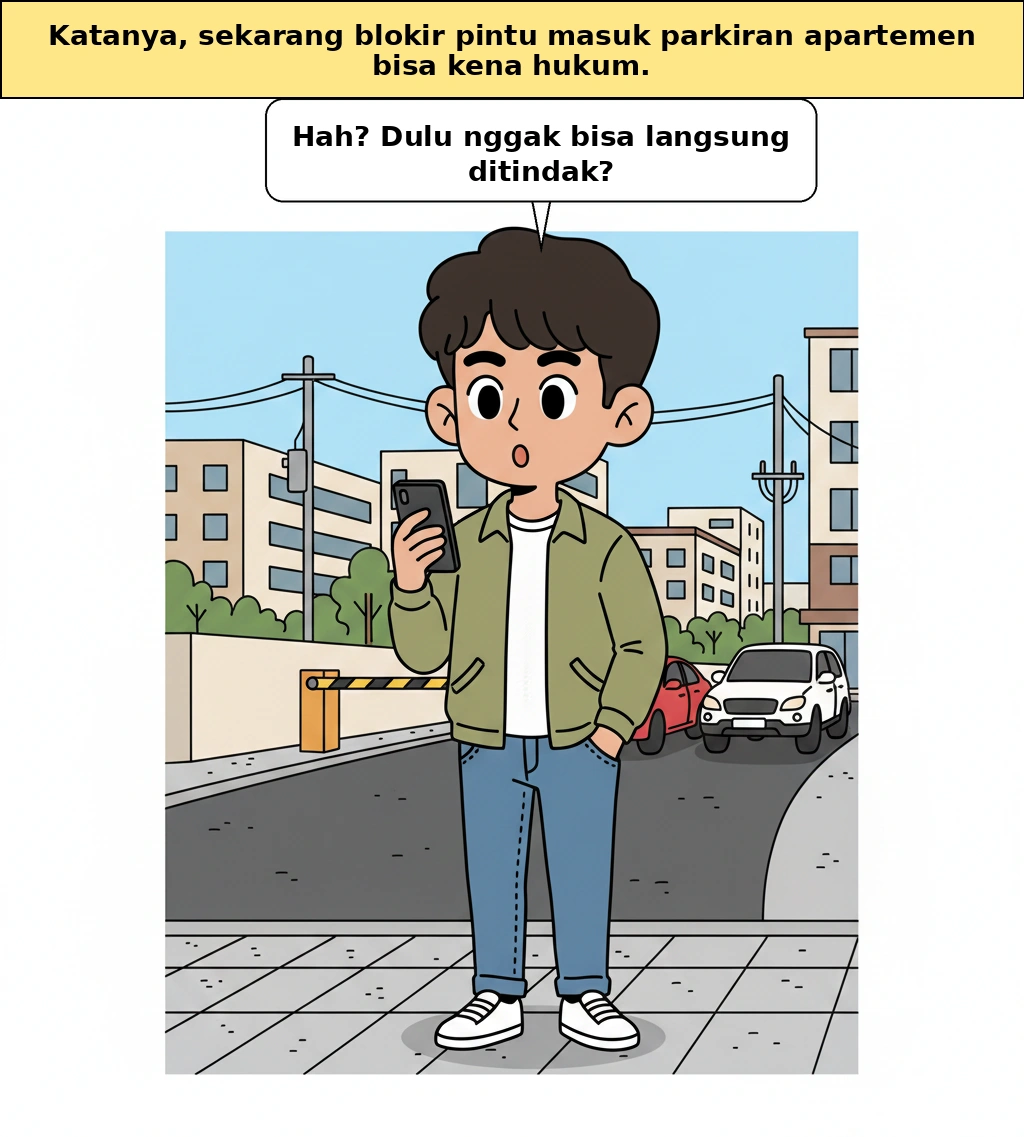 Mengapa sekarang benar-benar bisa ada hukuman jika pintu masuk parkiran dihalangi