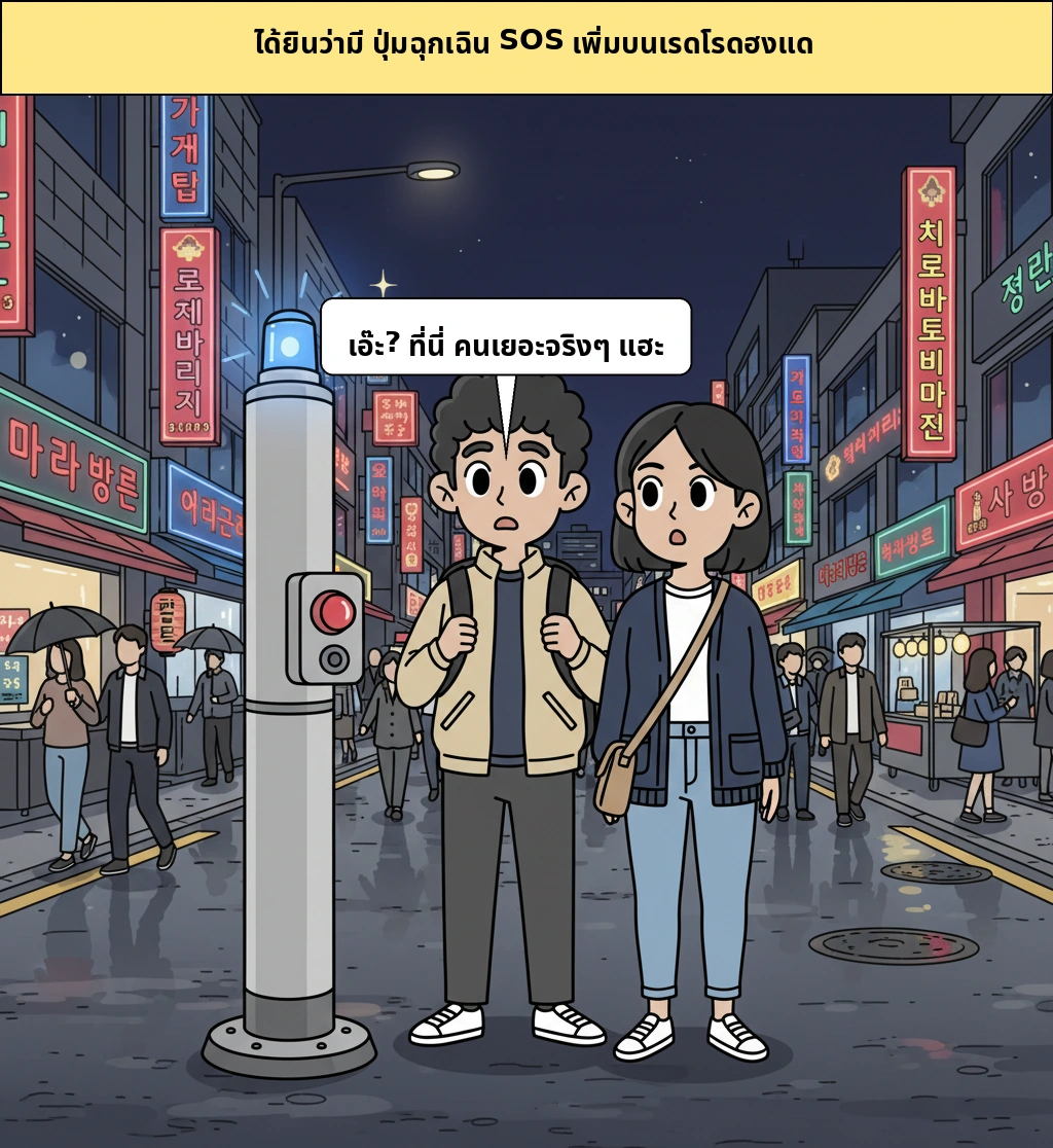ทำไมบนถนนเรดโรดที่ฮงแดถึงมีปุ่มสัญญาณฉุกเฉิน SOS เพิ่มขึ้น