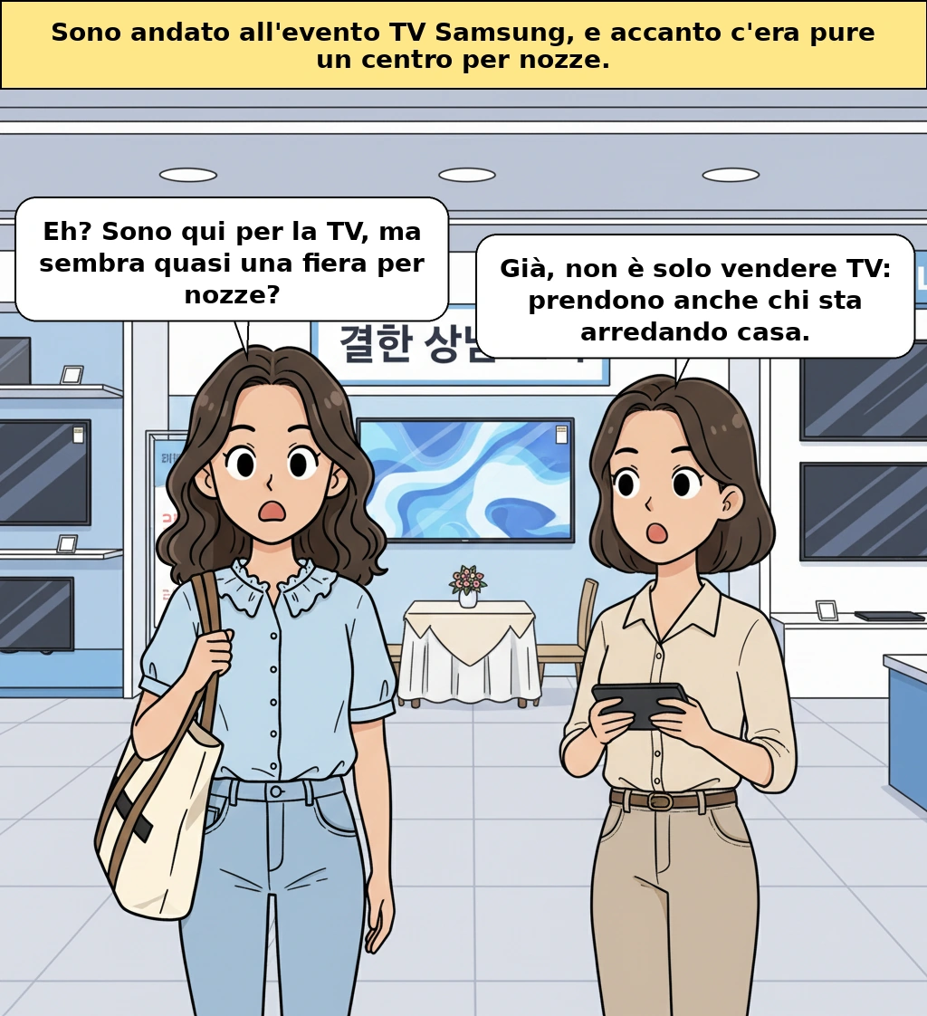Perché Samsung ha aggiunto perfino uno sportello di consulenza per il corredo nuziale a un evento prova TV?