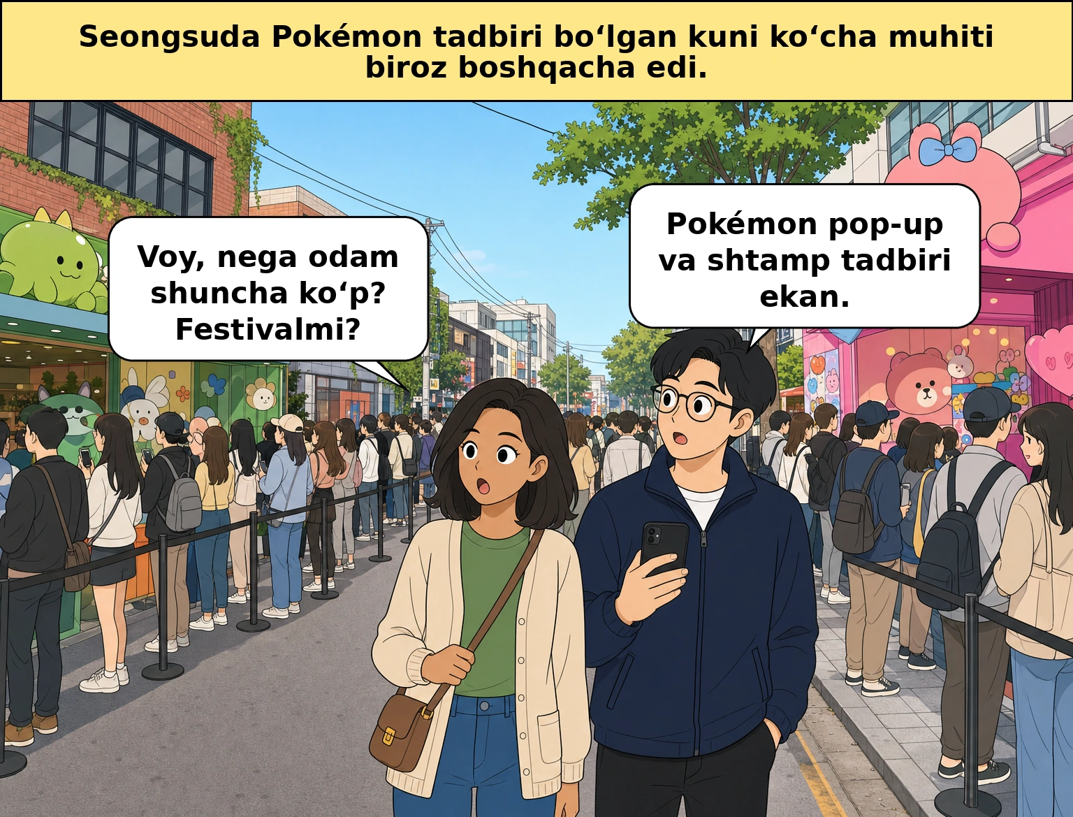Seongsudongdagi Pokemon tadbiriga nega bunchalik ko'p odam yig'ildi