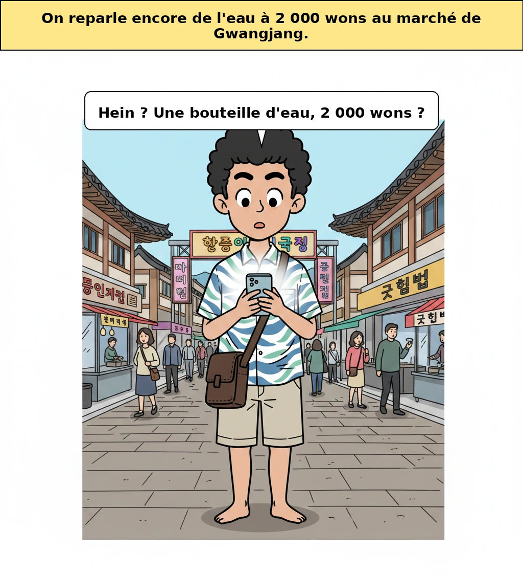 La controverse de l’eau en bouteille à 2000 KRW au marché de Gwangjang : pourquoi ce n’est pas seulement une histoire d’eau chère