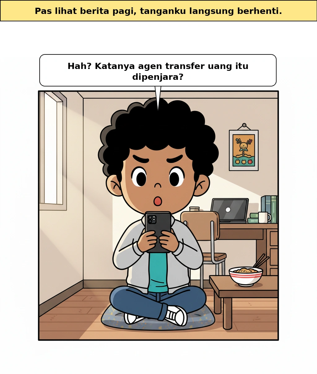 Artikel 'hukuman penjara untuk kurir transfer Hades Cafe', harus baca sampai mana supaya paham