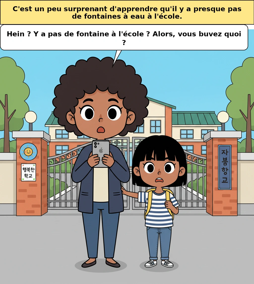 La nouvelle dit qu’il n’y a pas de purificateur d’eau à l’école, mais le vrai enjeu n’est pas l’eau, c’est le système de gestion