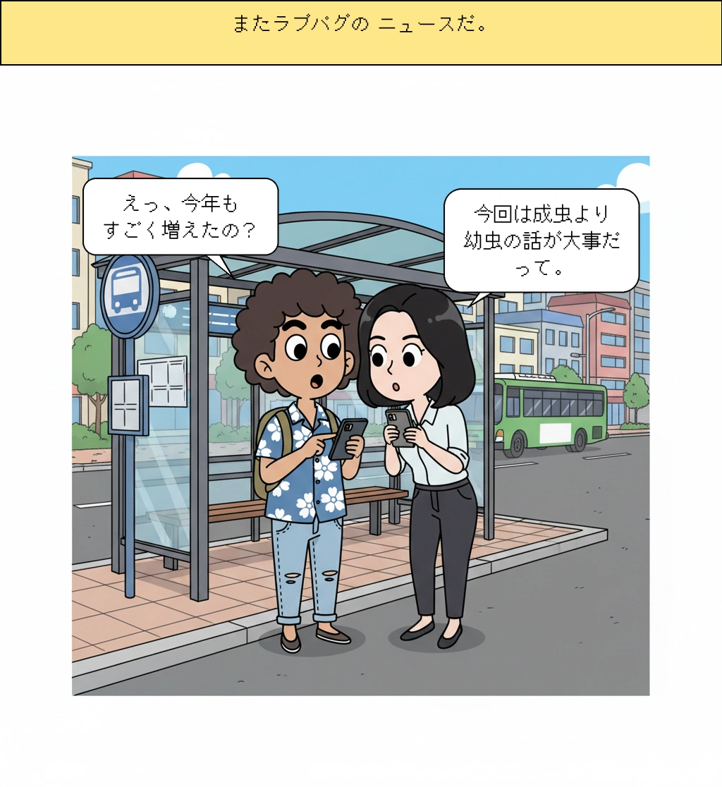 ラブバグの幼虫が都心まで広がったというニュース、どう読めばいいのかな